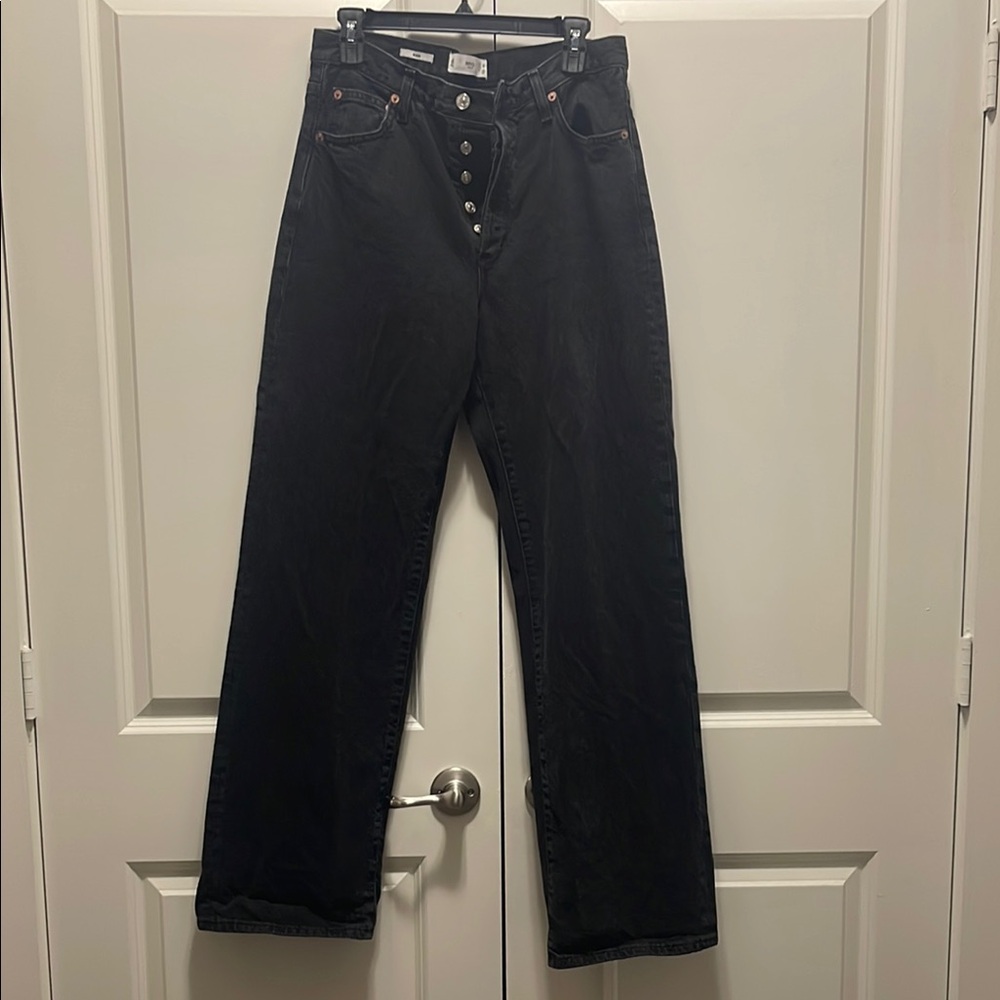 Mango Black Flare Wide Leg Jeans